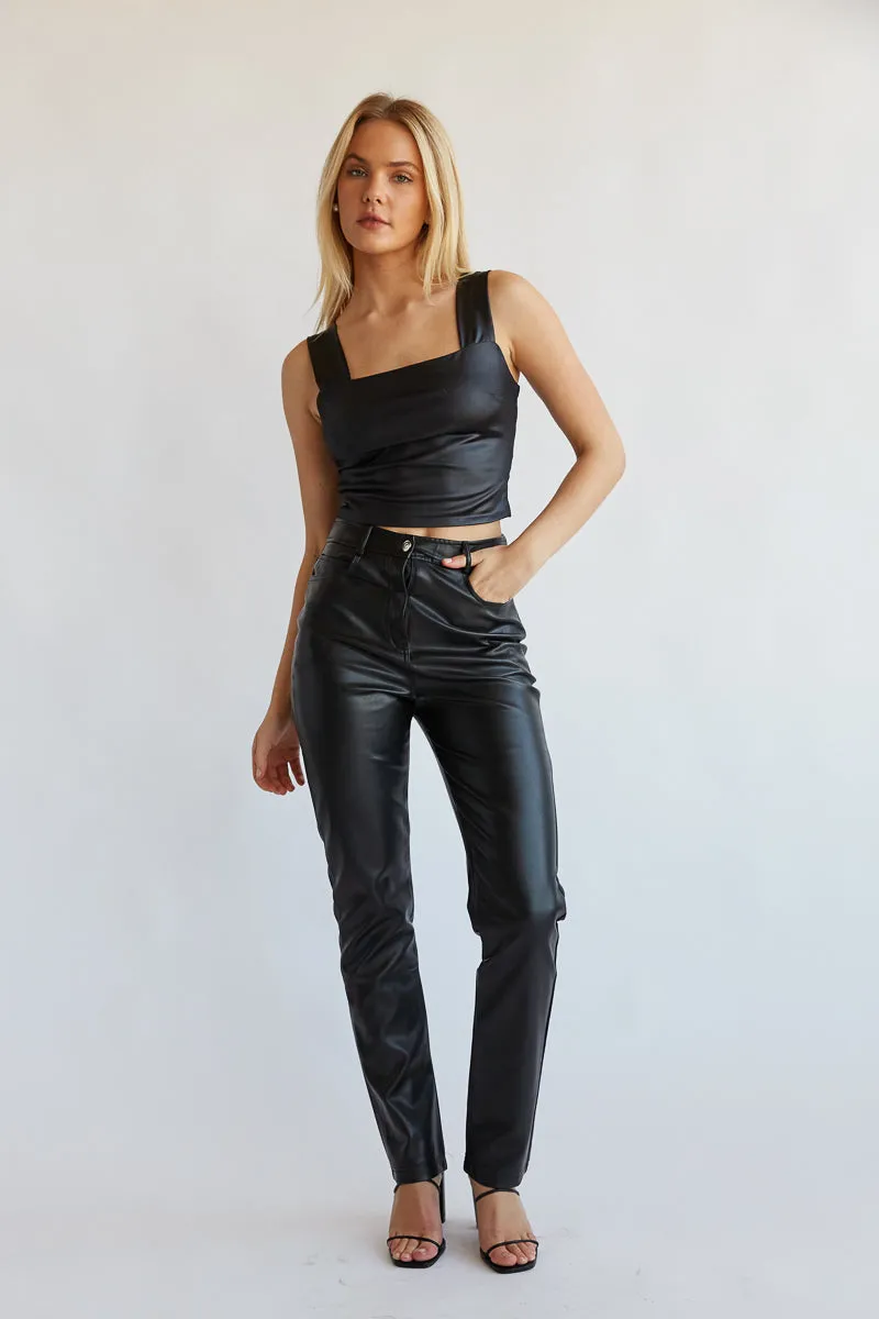 Katella Vegan Leather Straight Leg Pants