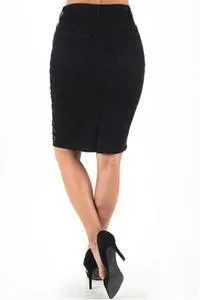 LADDER CUTOUTS DENIM SKIRT