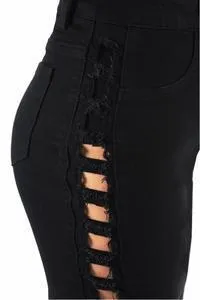LADDER CUTOUTS DENIM SKIRT