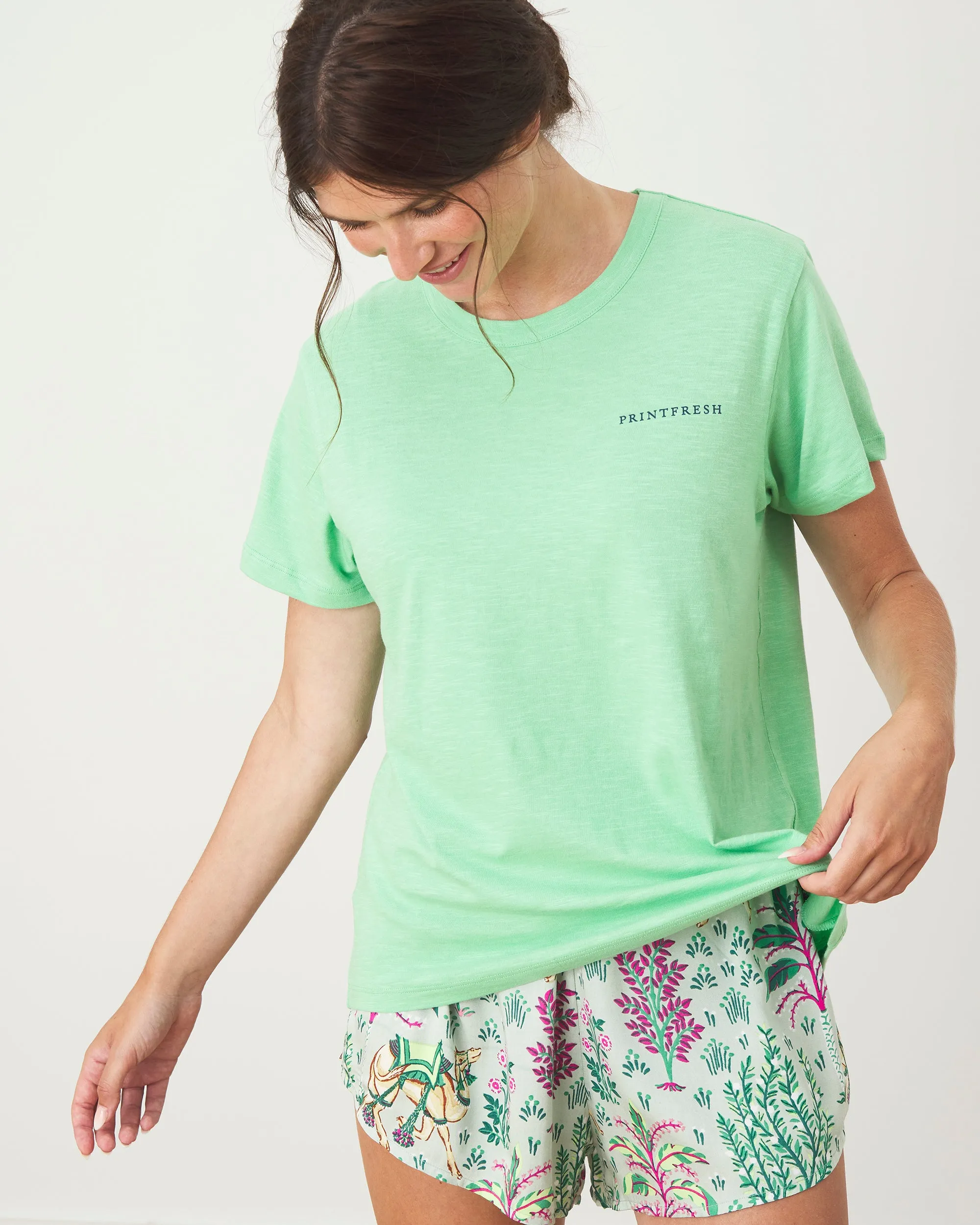 Live On The Bright Side - Oversized Graphic Tee - Avocado