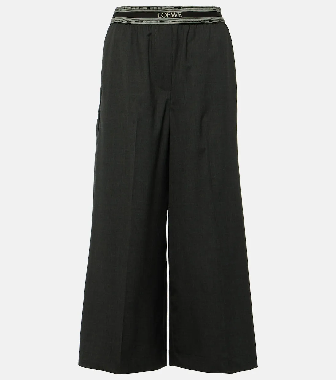 Loewe wool cropped wide leg trousers, gray