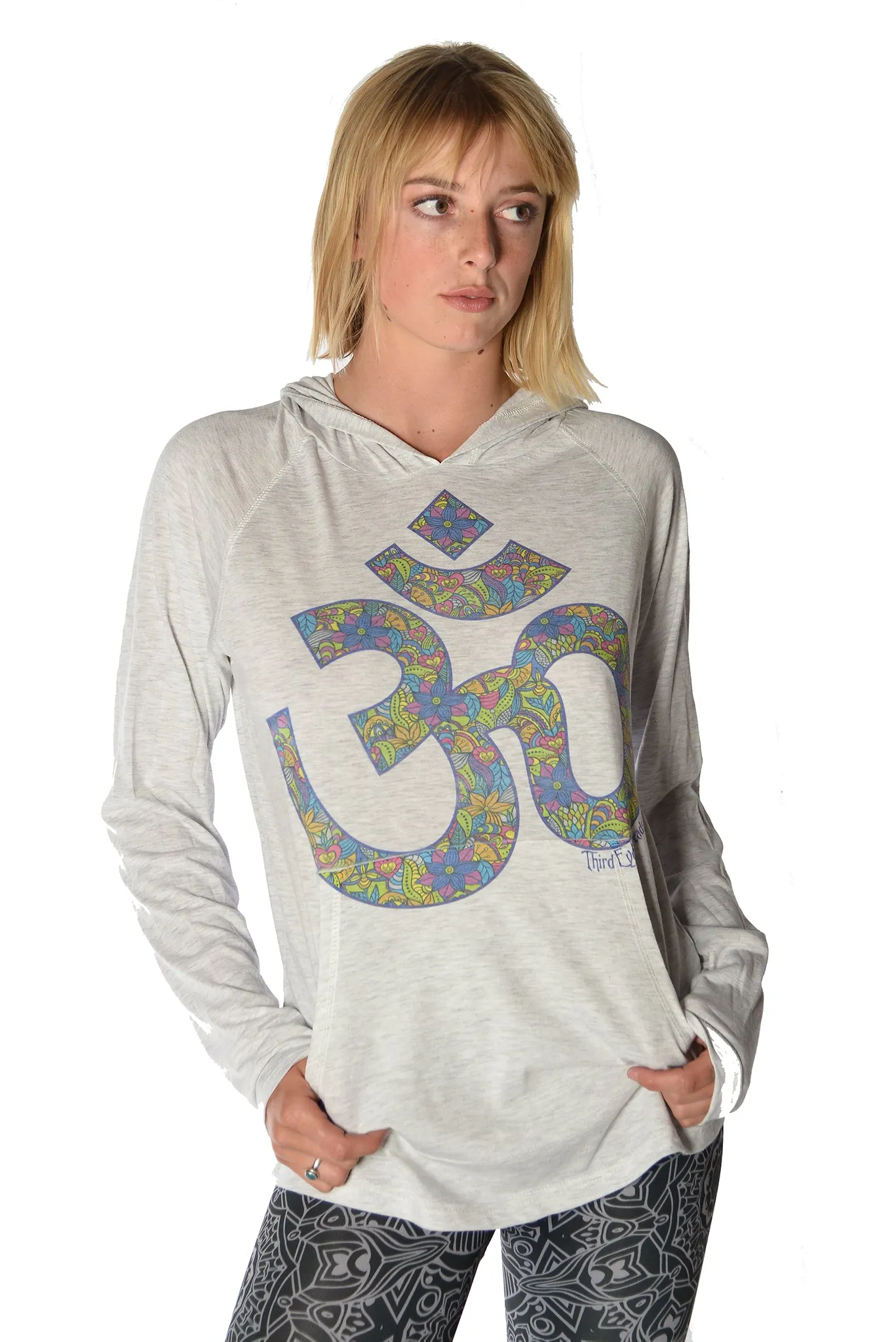 Long Sleeve Pullover Hoodie with Paisley Om