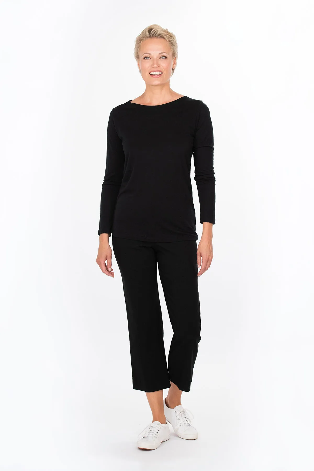 Maija Wide Leg Crop Trousers, Black