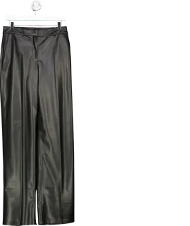 MANGO Black Wide Leg Leather Effect Trousers UK 10