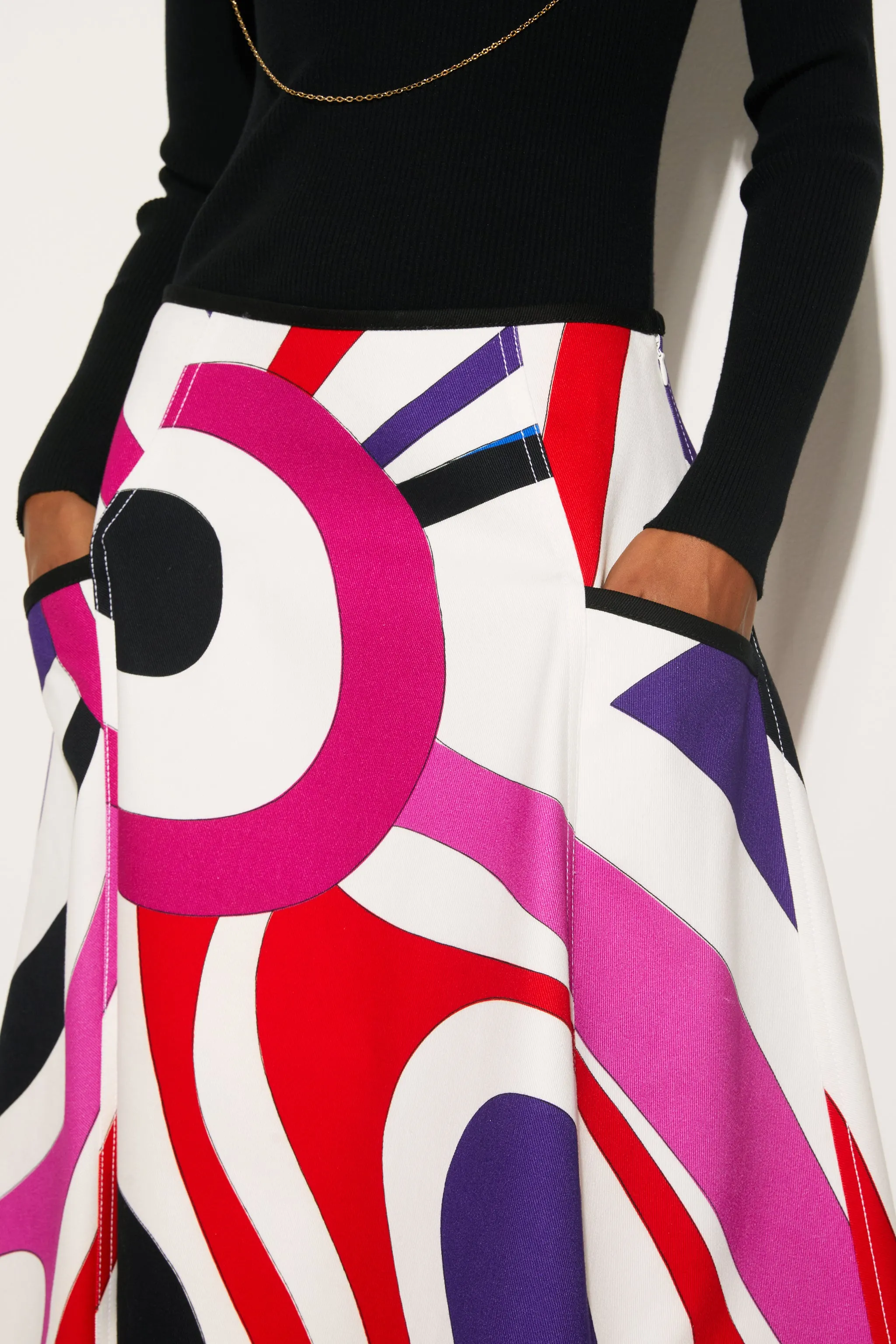 Marmo-Print A-Line Skirt