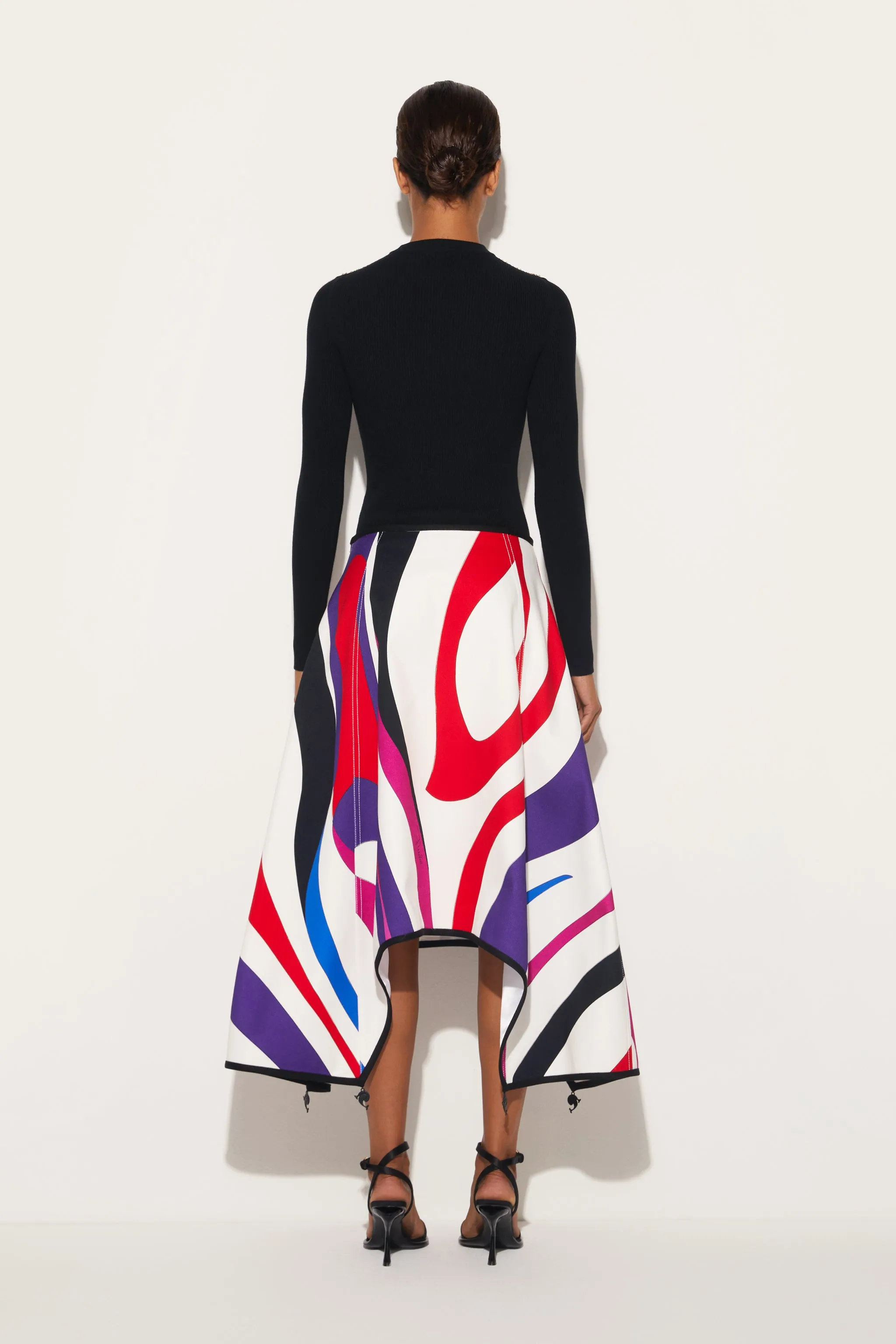 Marmo-Print A-Line Skirt