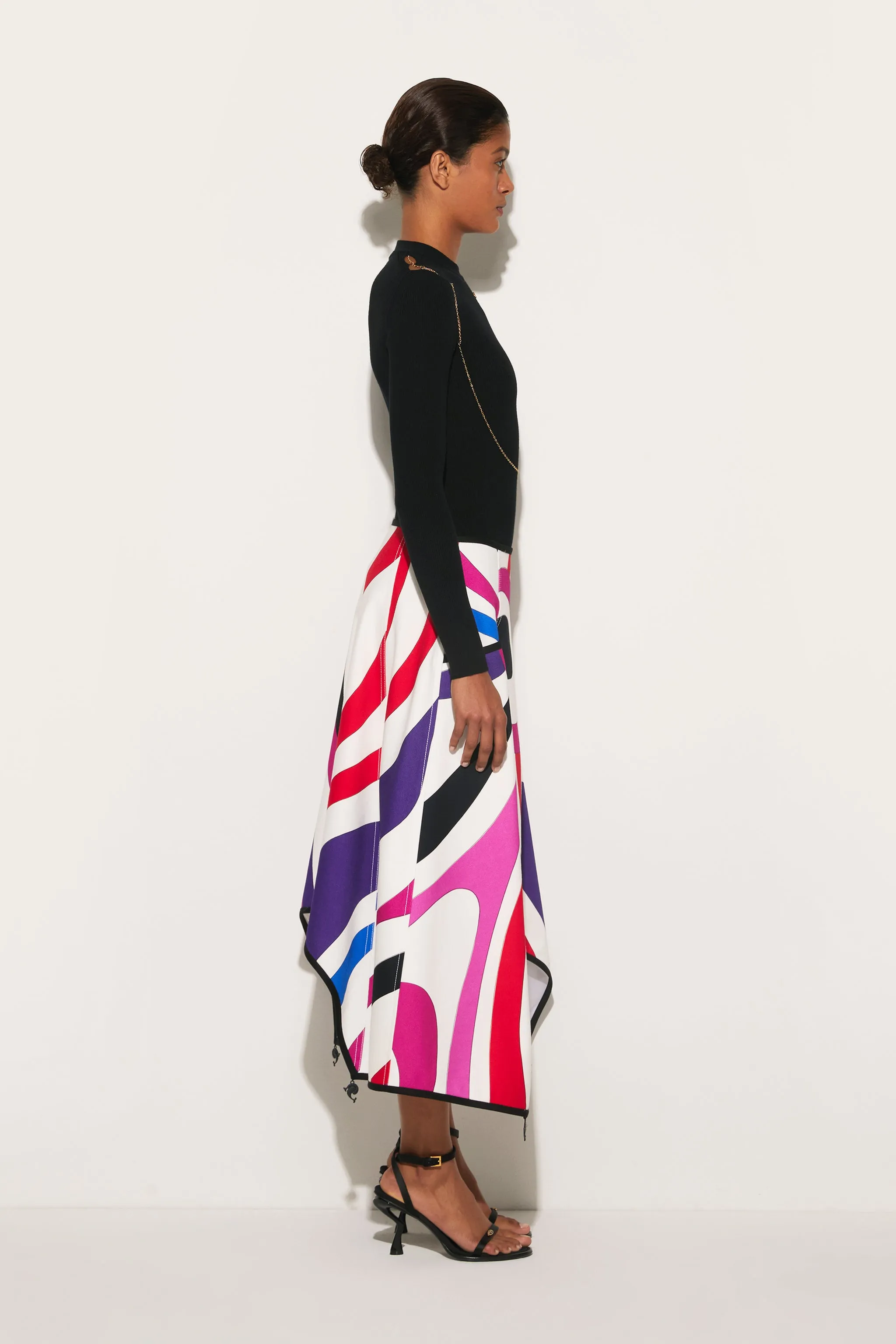 Marmo-Print A-Line Skirt