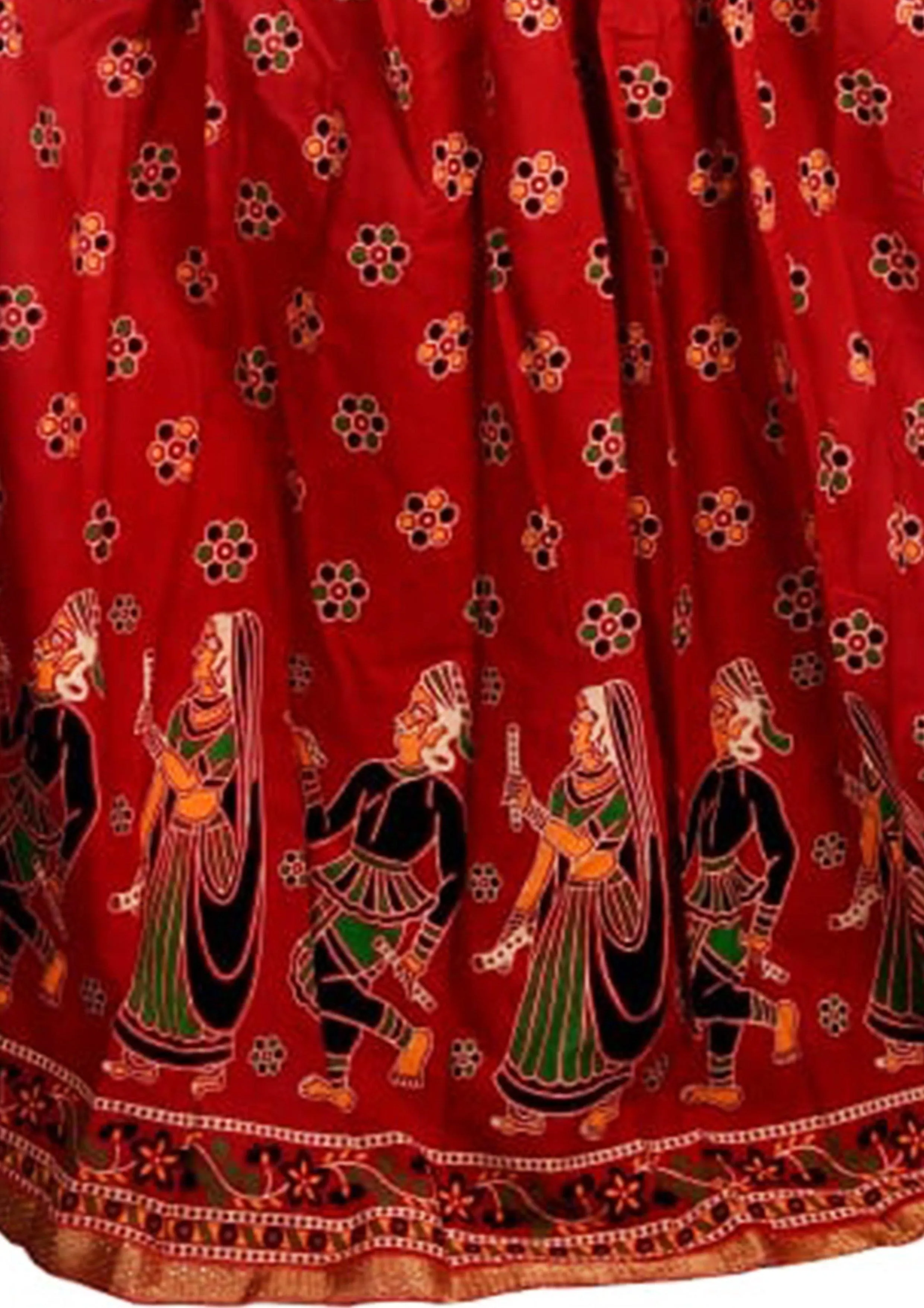 Maroon Ethnic Print Maxi Skirt