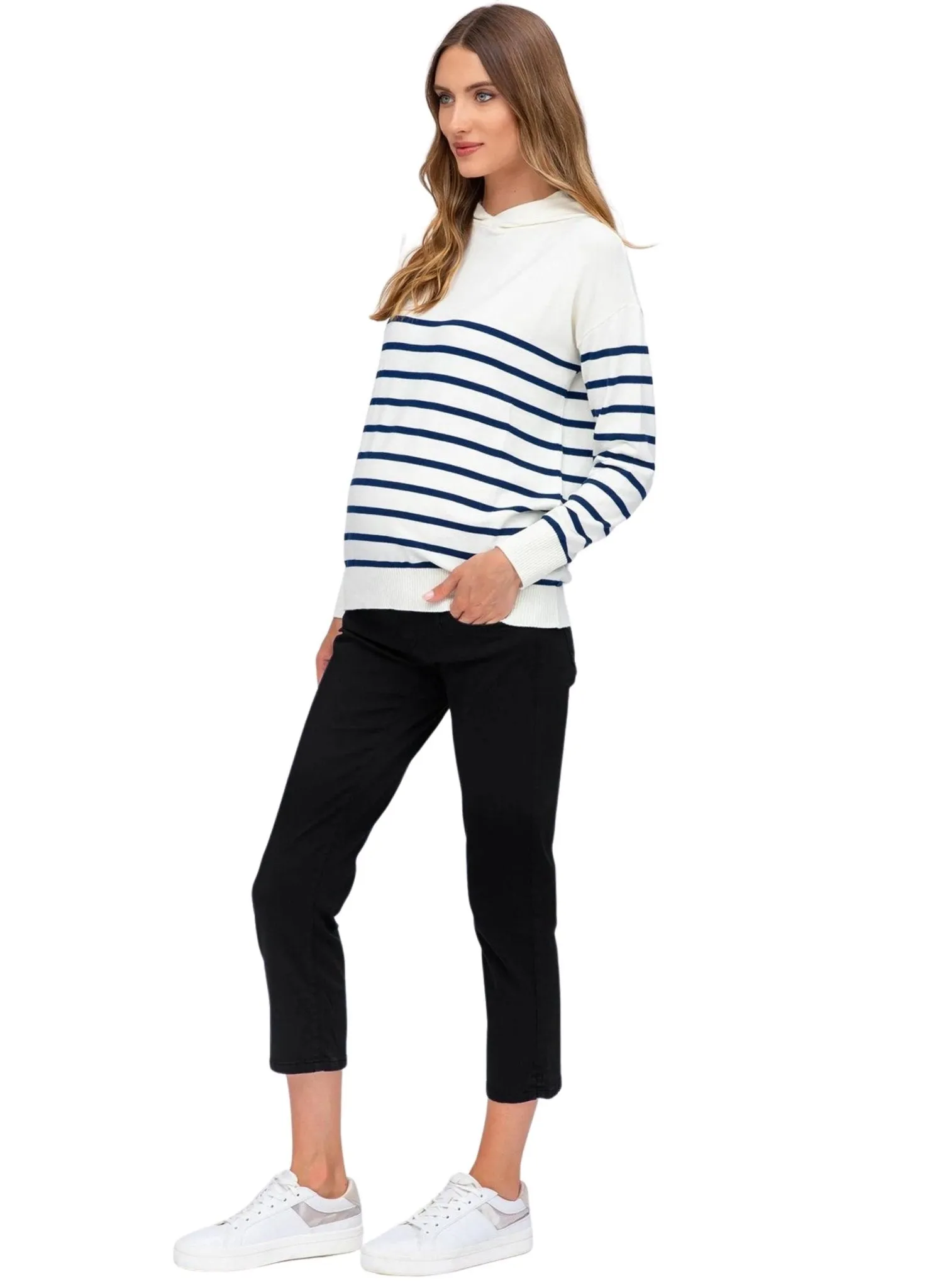 Maternity Capri Pants in Stretch Cotton - Black