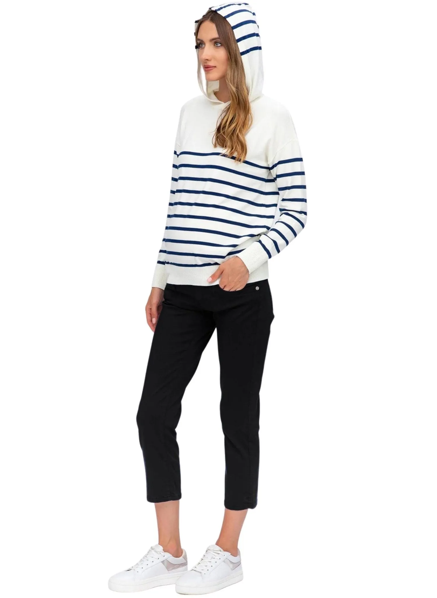 Maternity Capri Pants in Stretch Cotton - Black