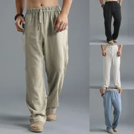 Men's Loose Casual Pants Linen Breathable Sports Trousers