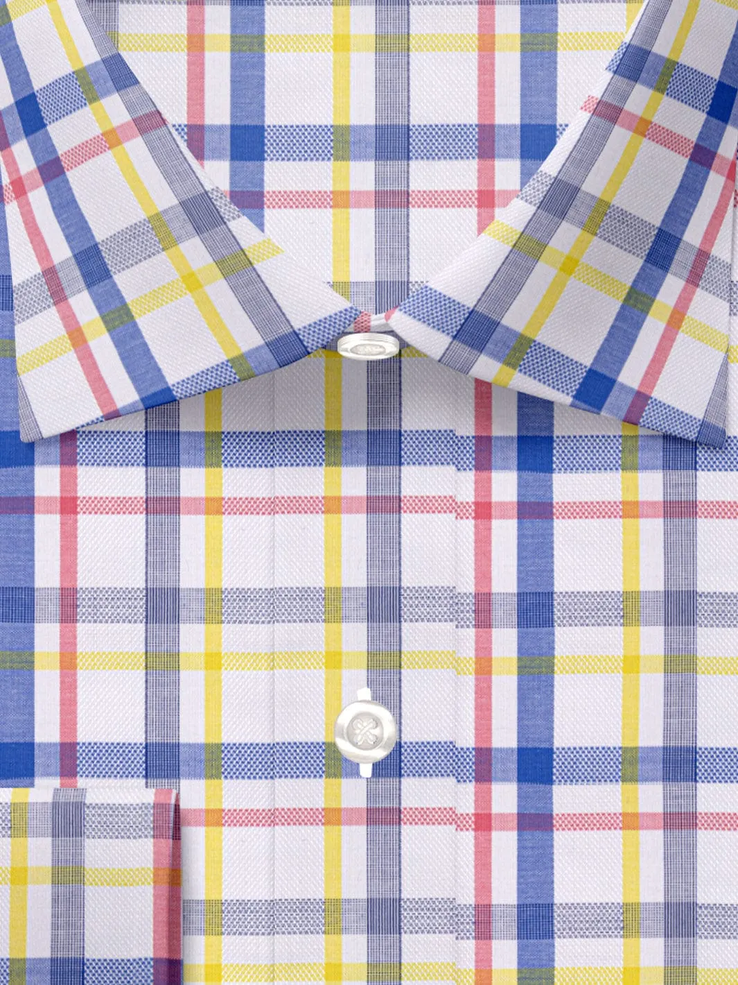 Men's Premium Cotton White & Blue Checks Shirt (10251)