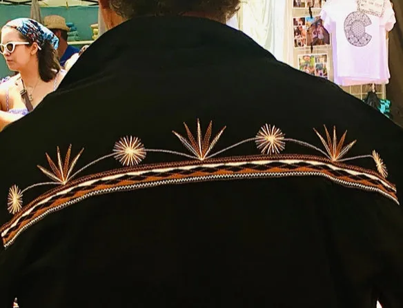 Mezcal Black Mens Button Up Embroidered Shirt