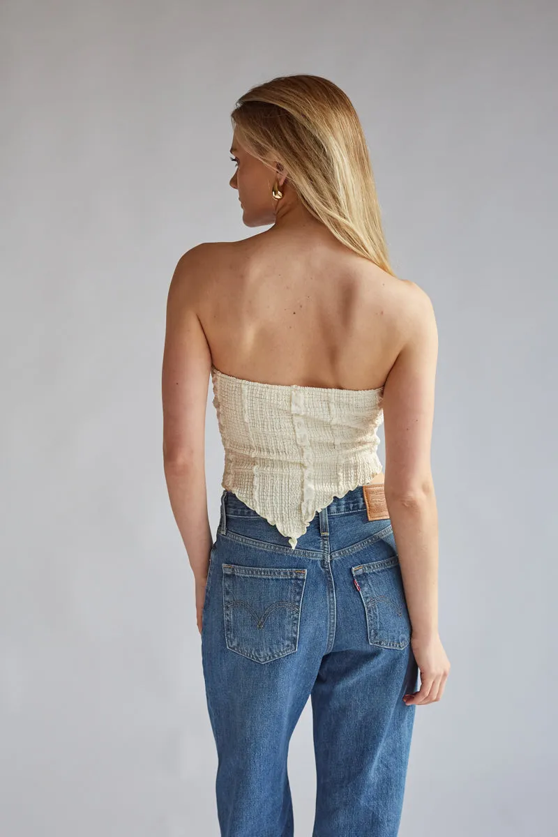 Monica Strapless Smocked Asymmetrical Tube Top