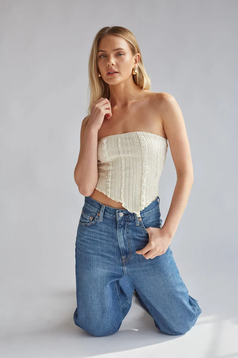 Monica Strapless Smocked Asymmetrical Tube Top