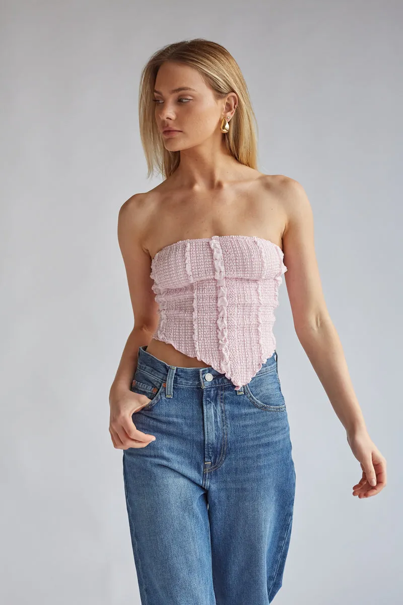 Monica Strapless Smocked Asymmetrical Tube Top