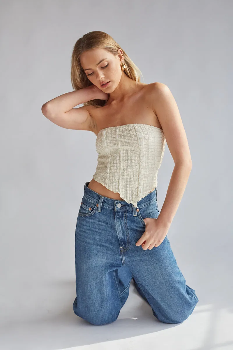 Monica Strapless Smocked Asymmetrical Tube Top