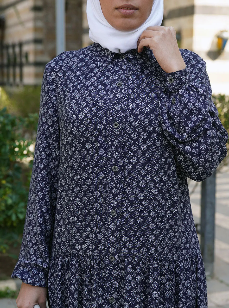 Mughal Ruffled Printed Abaya