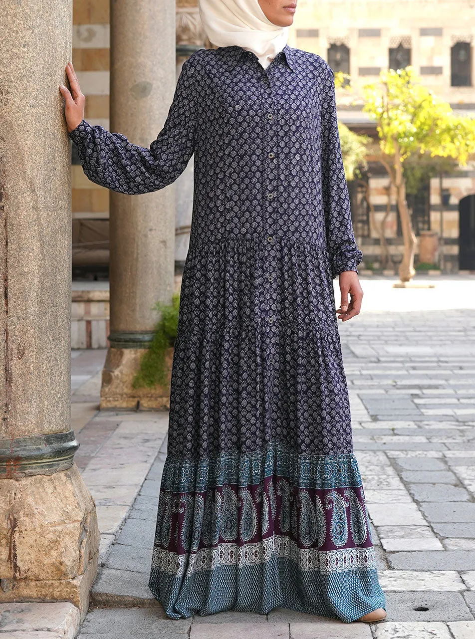 Mughal Ruffled Printed Abaya
