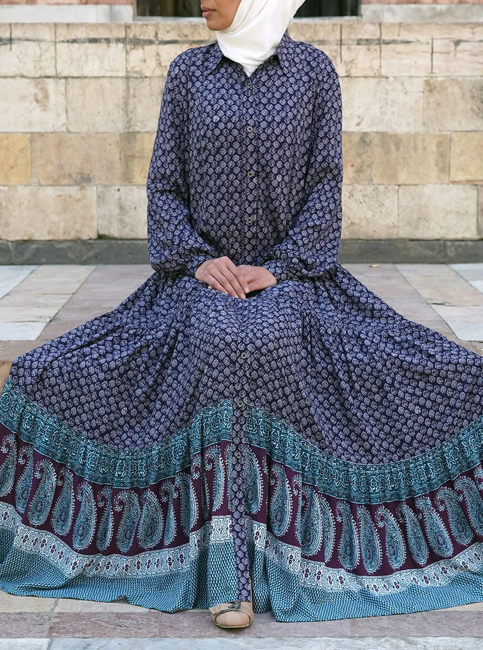 Mughal Ruffled Printed Abaya