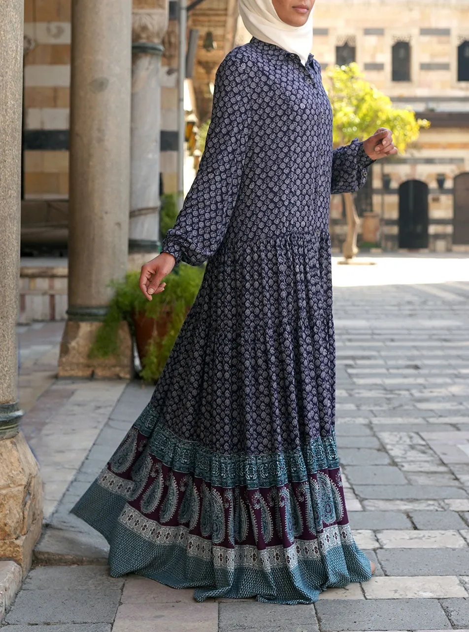 Mughal Ruffled Printed Abaya