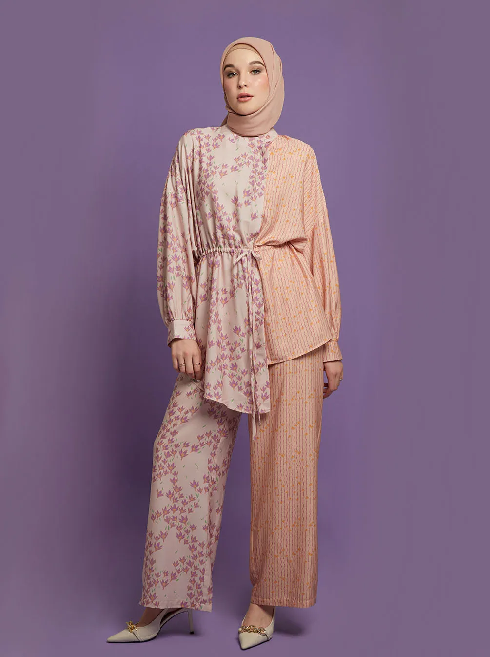 NAIRA ASYMMETRICAL TOP PEACH PINK