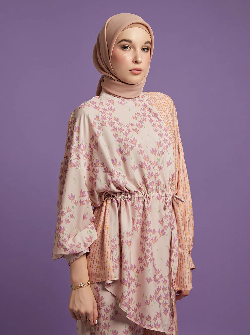 NAIRA ASYMMETRICAL TOP PEACH PINK
