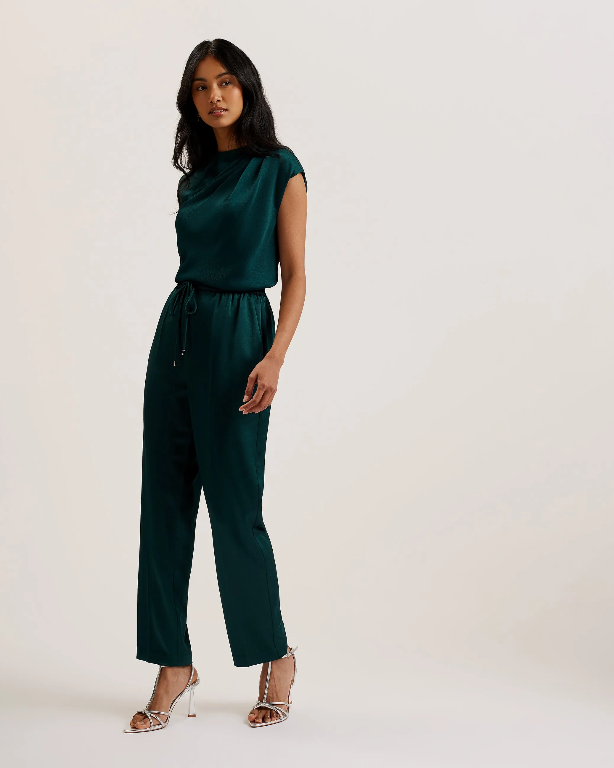 Dark Green Natori Satin Slim Fit Joggers
