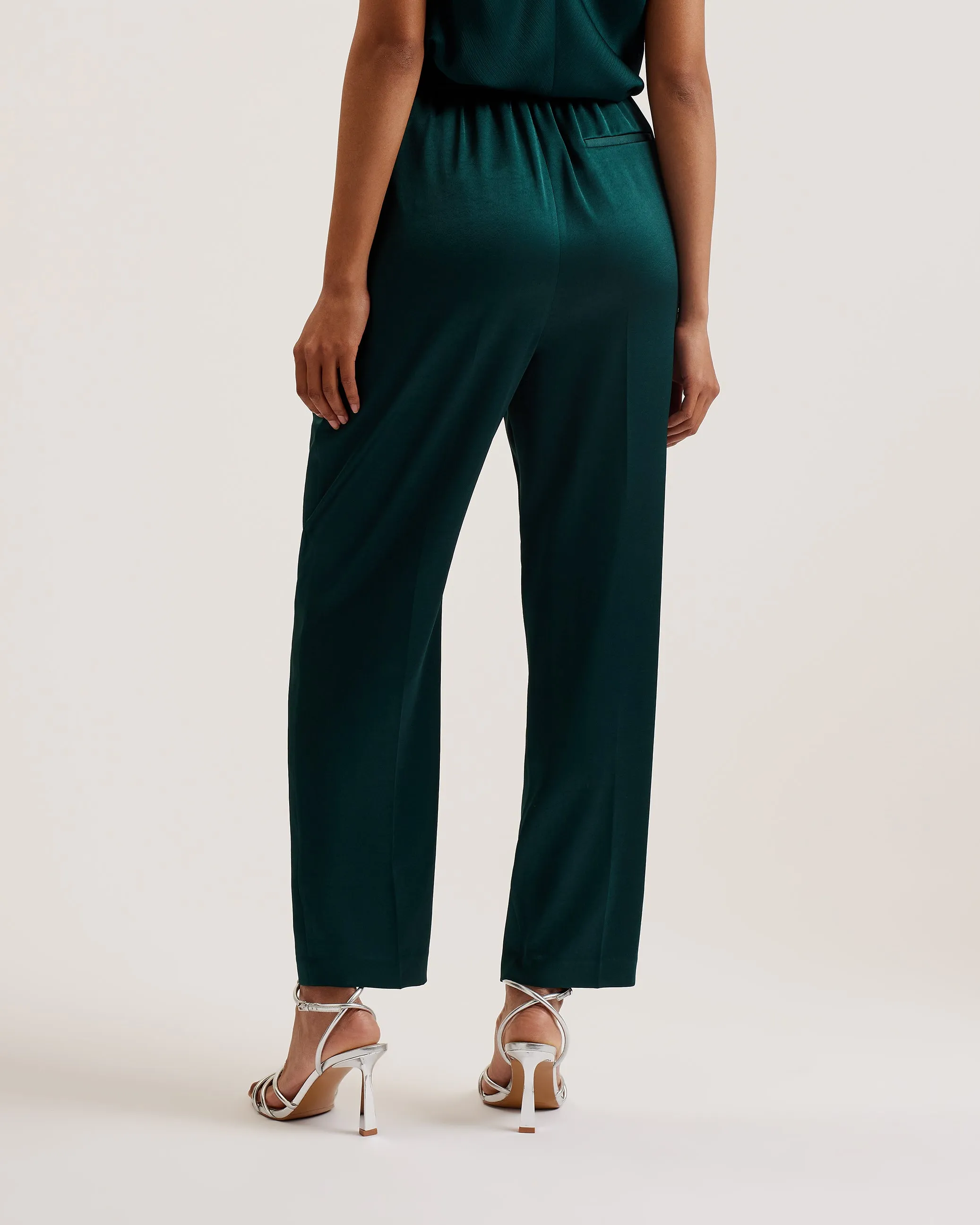 Dark Green Natori Satin Slim Fit Joggers