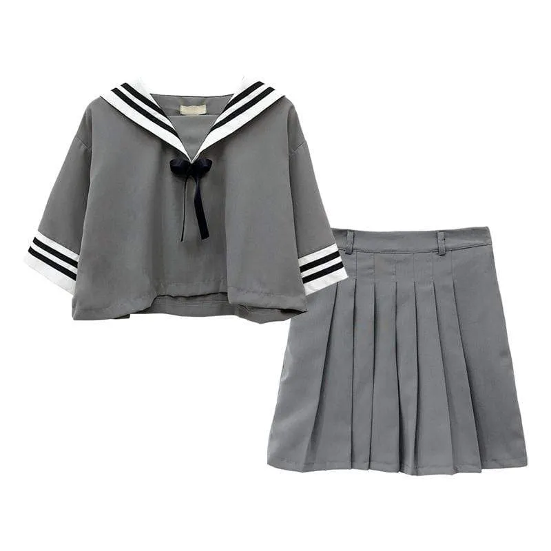 Navy Style Shirt&Pleated Skirt