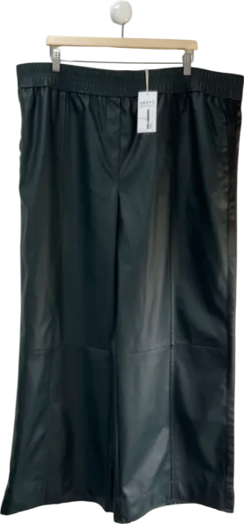 Next Black Faux Leather Track Wide Leg Trousers UK 22