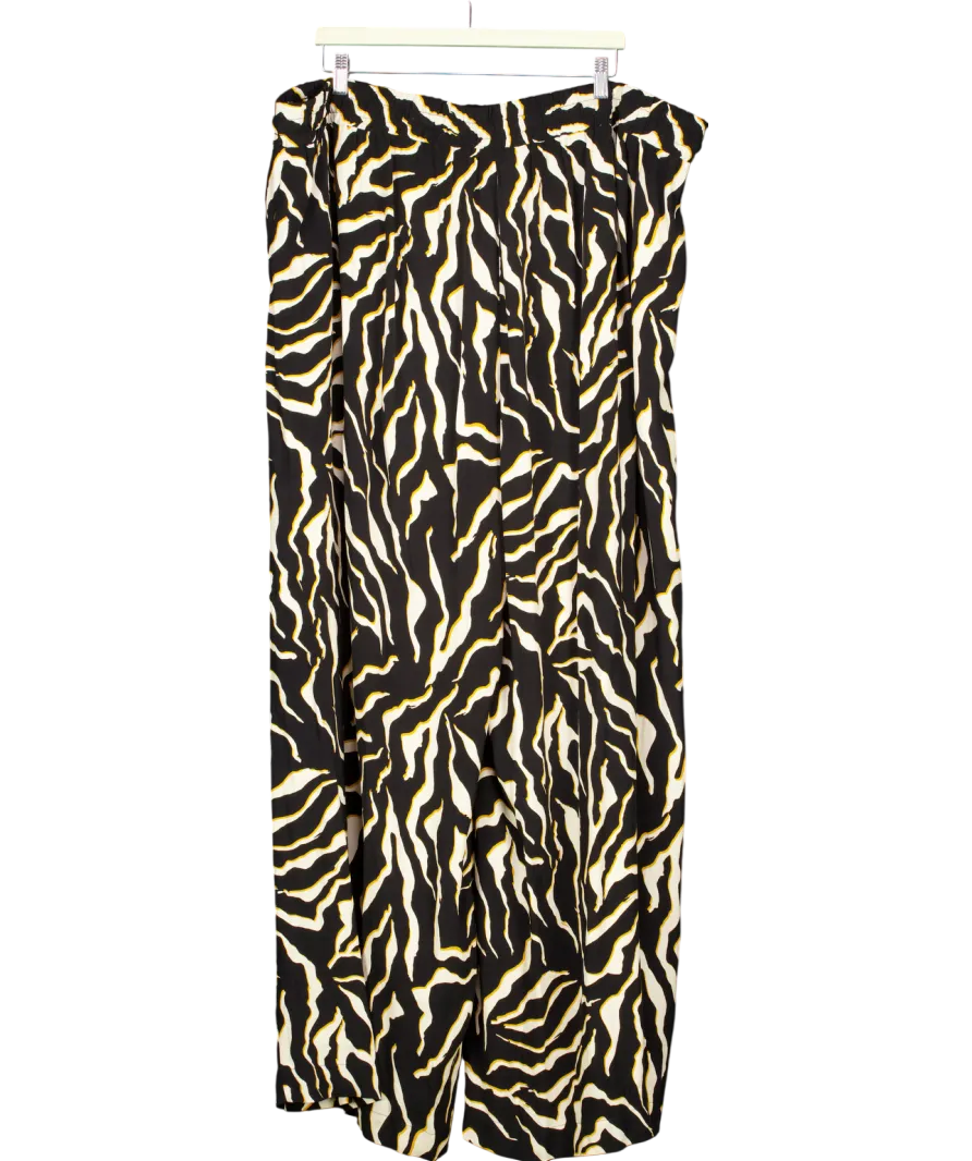 Nobody's Child Black Melody Animal Print Wide Leg Draw String Trousers UK 24