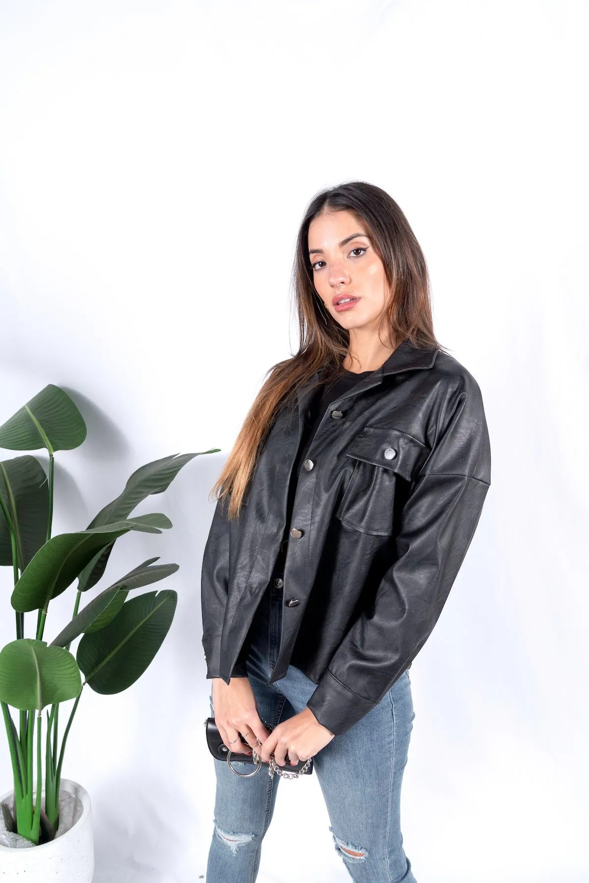 Off the path PU Long Sleeve Button up