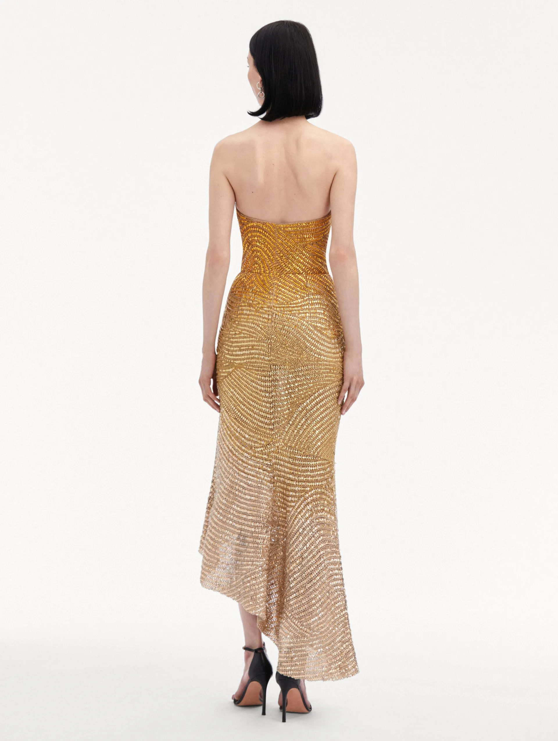 Ombré Crystal Embroidered Cocktail Dress