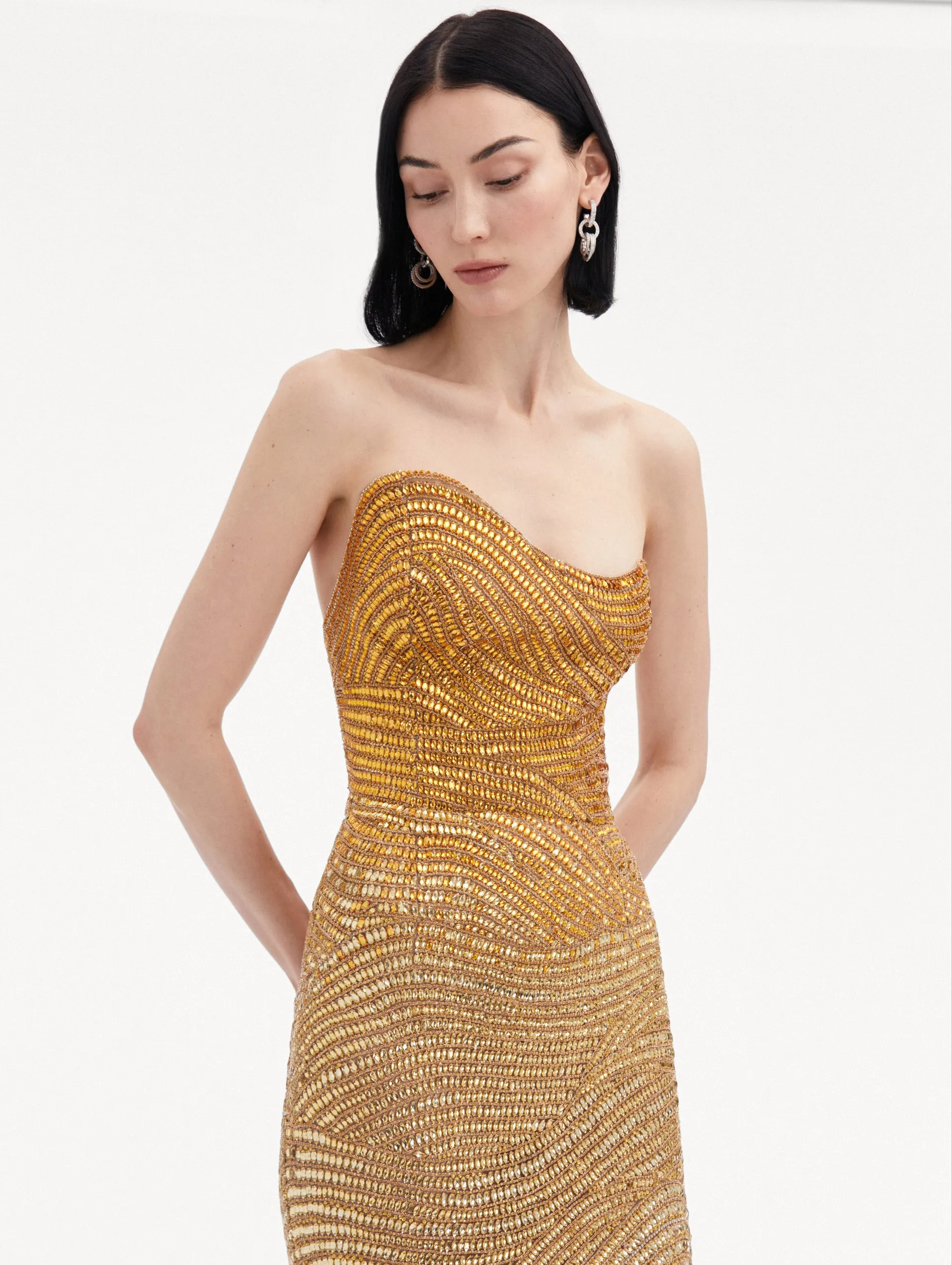 Ombré Crystal Embroidered Cocktail Dress