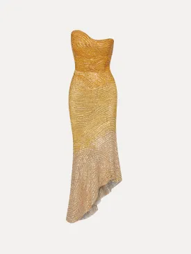 Ombré Crystal Embroidered Cocktail Dress