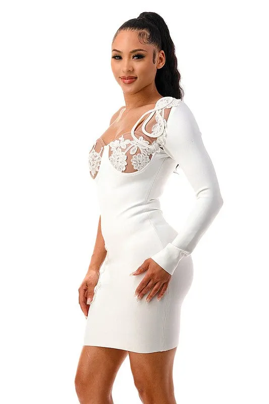One Shoulder White Bandage Mini Dress