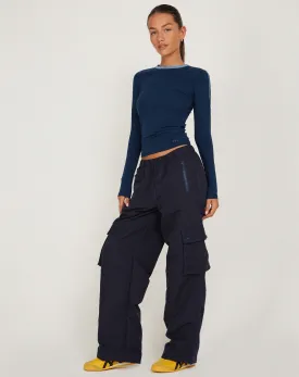 Oriells Cargo Trouser in Navy Top Stitch