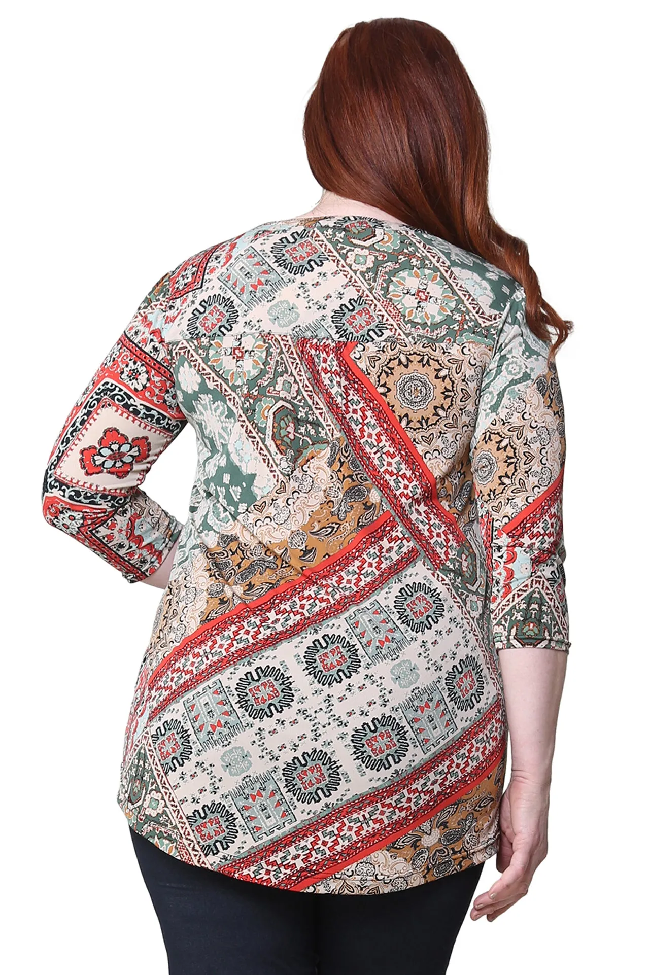 Plus Size La Cera Persian Paisley Print Tunic