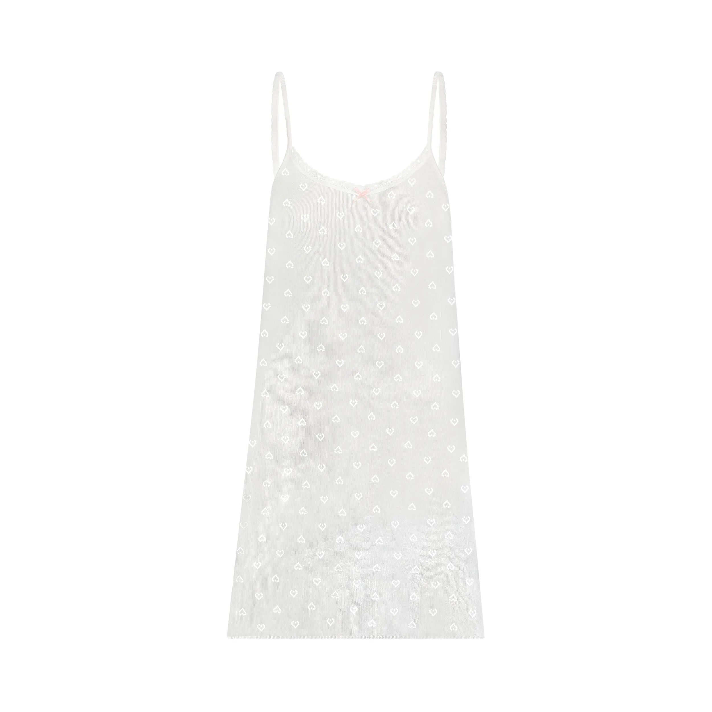 Polkadot A LINE GOWN Pearl White Vintage Hearts w Cluny Lace