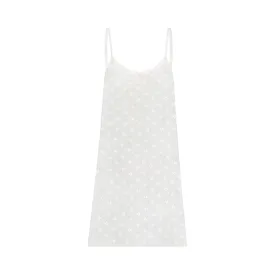 Polkadot A LINE GOWN Pearl White Vintage Hearts w Cluny Lace