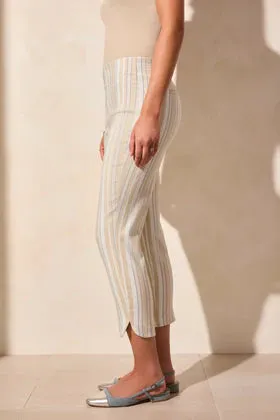 Pull On Capri w/ Rounded Side Slits-Safari