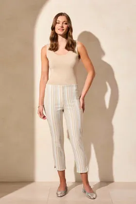 Pull On Capri w/ Rounded Side Slits-Safari