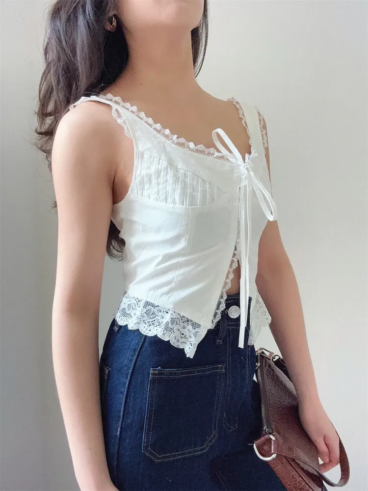 Pure Éclat French Lace Suspender Crop Top