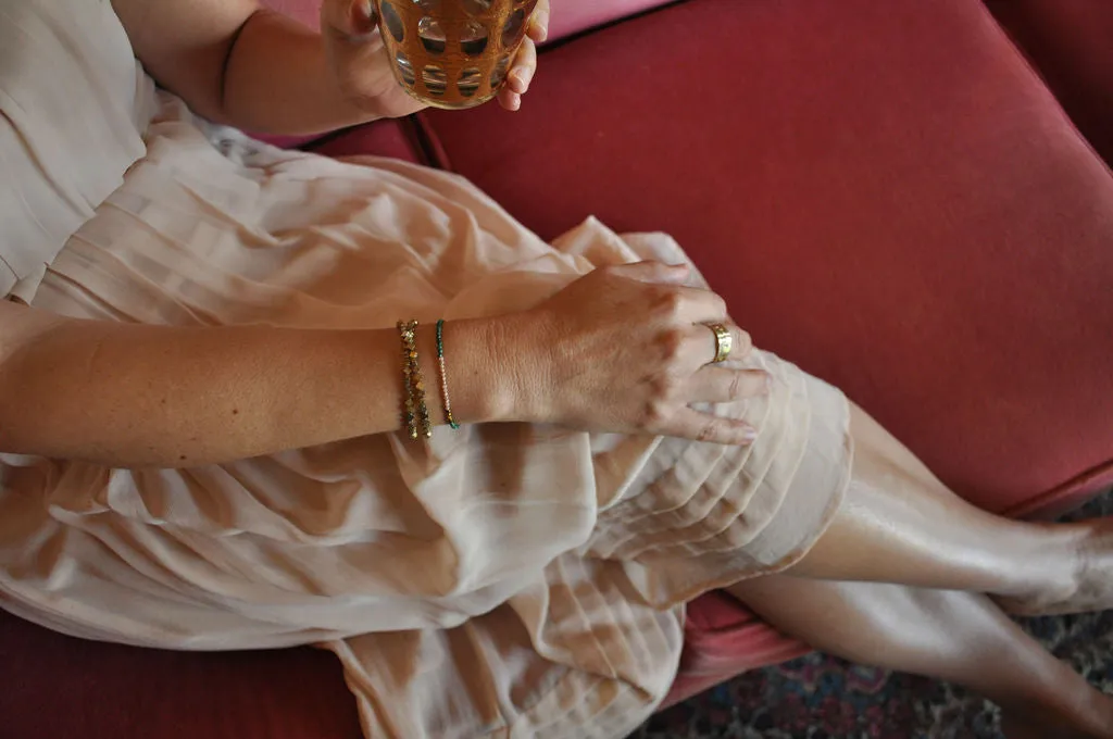 "Gold Hill" Hematite Gemstone Beaded Wrap Bracelet