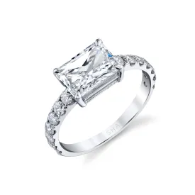 READY TO SHIP DIAMOND ELONGAGTED RADIANT PINKY RING W/ DIAMOND BAND, GIA