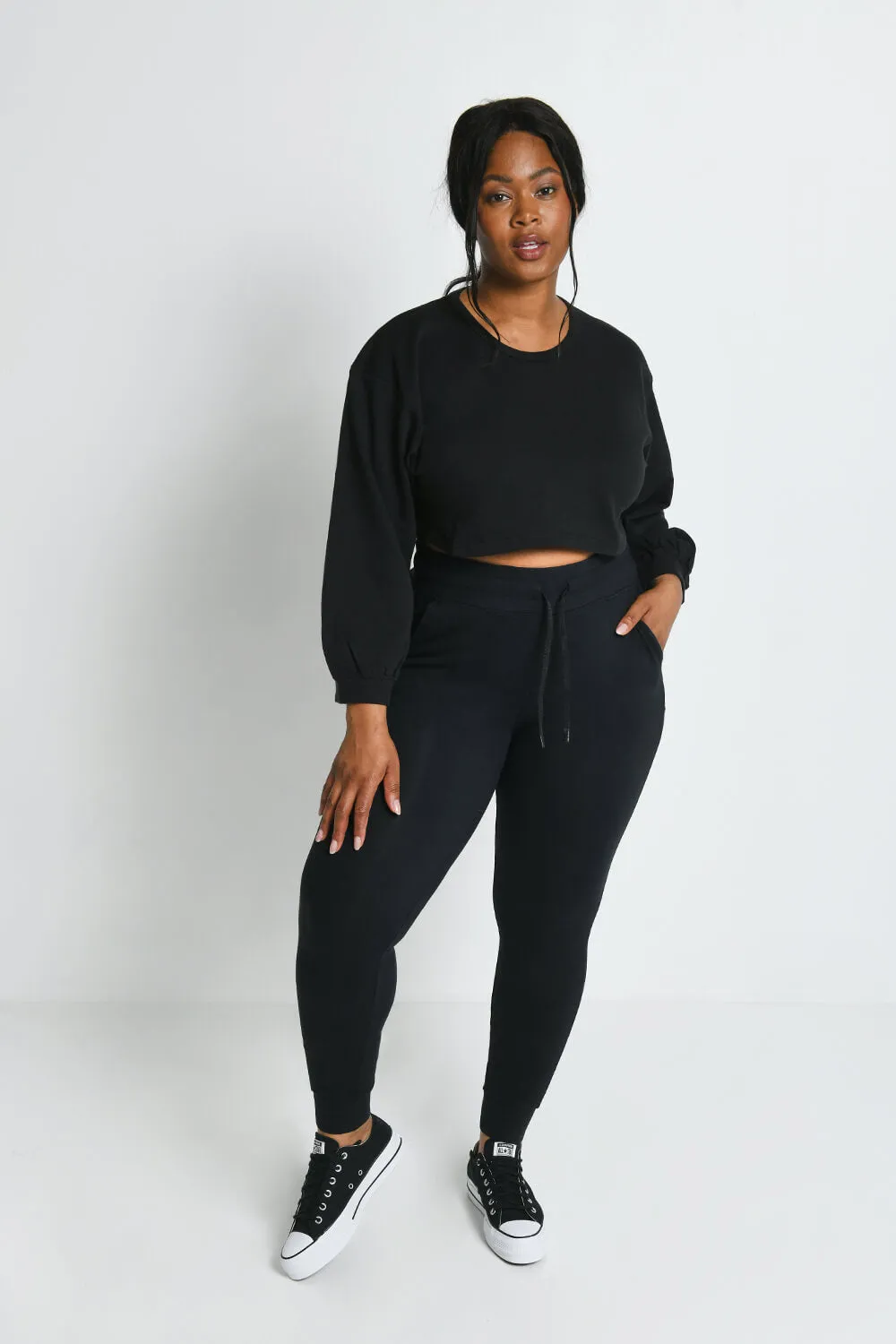 Recharge High Waisted Joggers - Midnight Black
