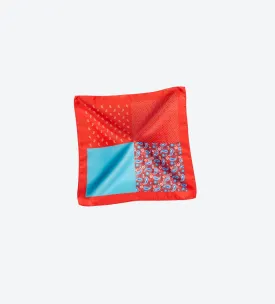 Red-Teal blue Paisley Pocket Square