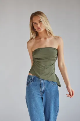 Reese Strapless Asymmetrical Hem Tube Top
