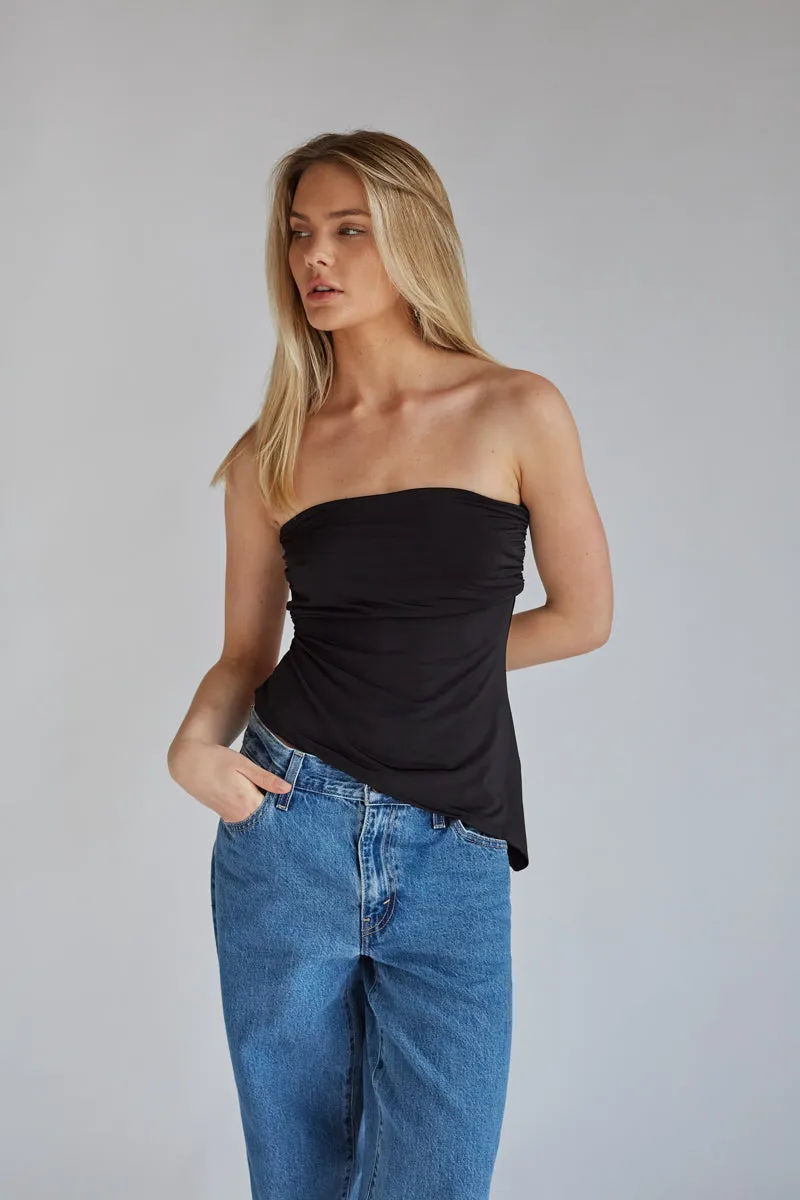 Reese Strapless Asymmetrical Hem Tube Top